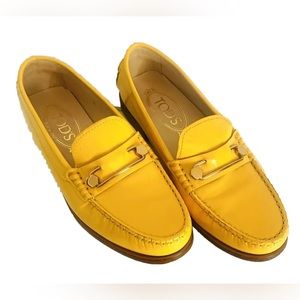 Tod’s Yellow Patent Leather Loafers Shoes Flats Women EU 35 US 5 Luxury Rare